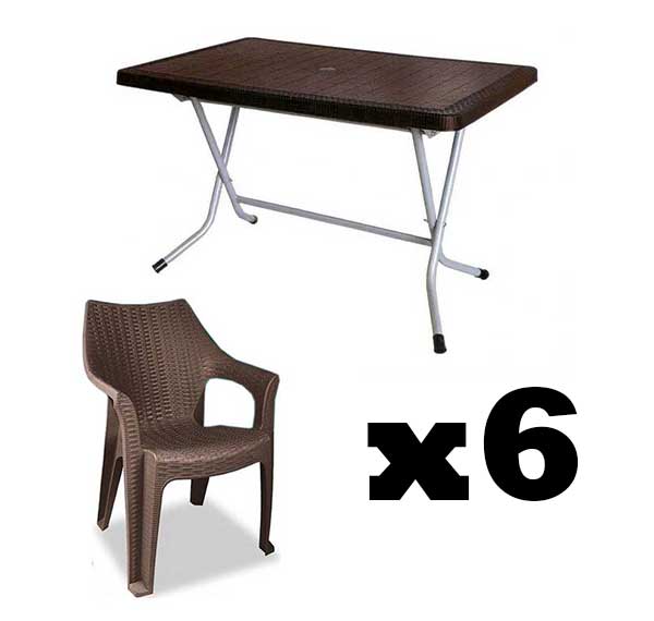 ست میز تاشو و صندلی باغی 6 نفره ناصرپلاستیک (521-998)