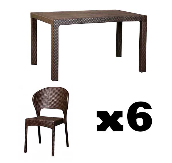 ست میز و صندلی باغی 6 نفره ناصرپلاستیک (321-972)