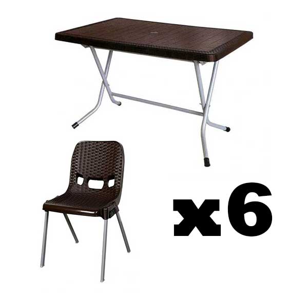 ست میز تاشو و صندلی باغی 6 نفره ناصرپلاستیک (521-881)