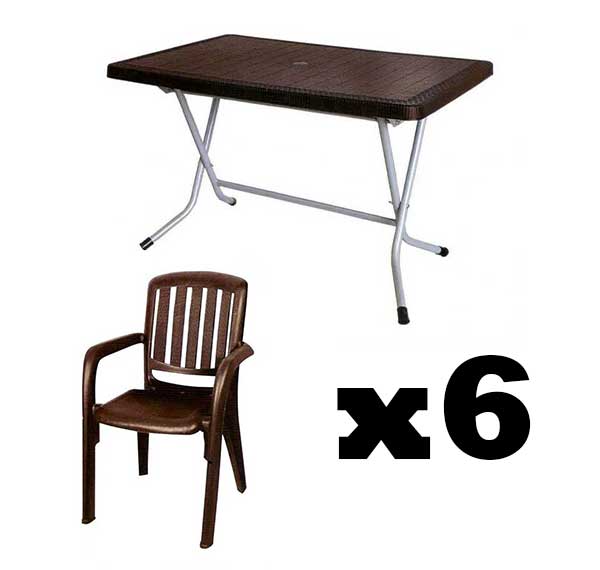 ست میز تاشو و صندلی باغی 6 نفره ناصرپلاستیک (521-886)