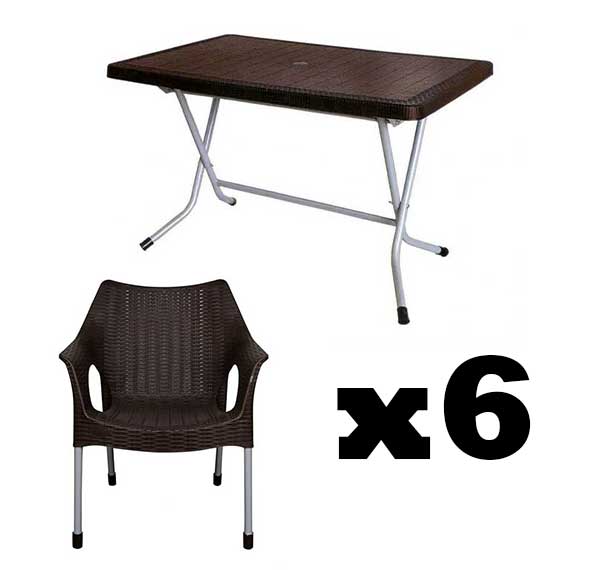 ست میز تاشو و صندلی باغی 6 نفره ناصرپلاستیک (521-991)