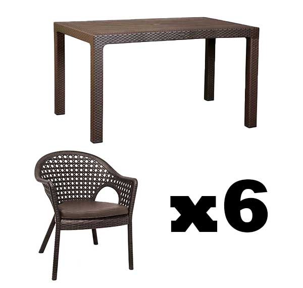 ست میز و صندلی 6 نفره فضای باز ناصر پلاستیک (321-999)